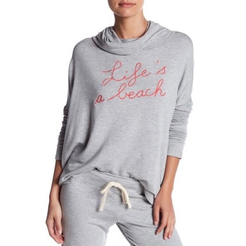 SUNDRY Life’s A Beach Cowlneck Hoodie Super Soft M